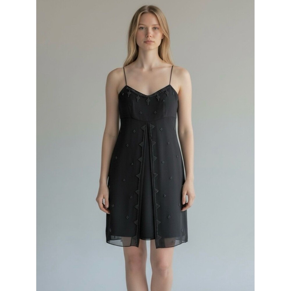 Vintage J.R. Nites Elegant Black Beaded Short Mini Dress
